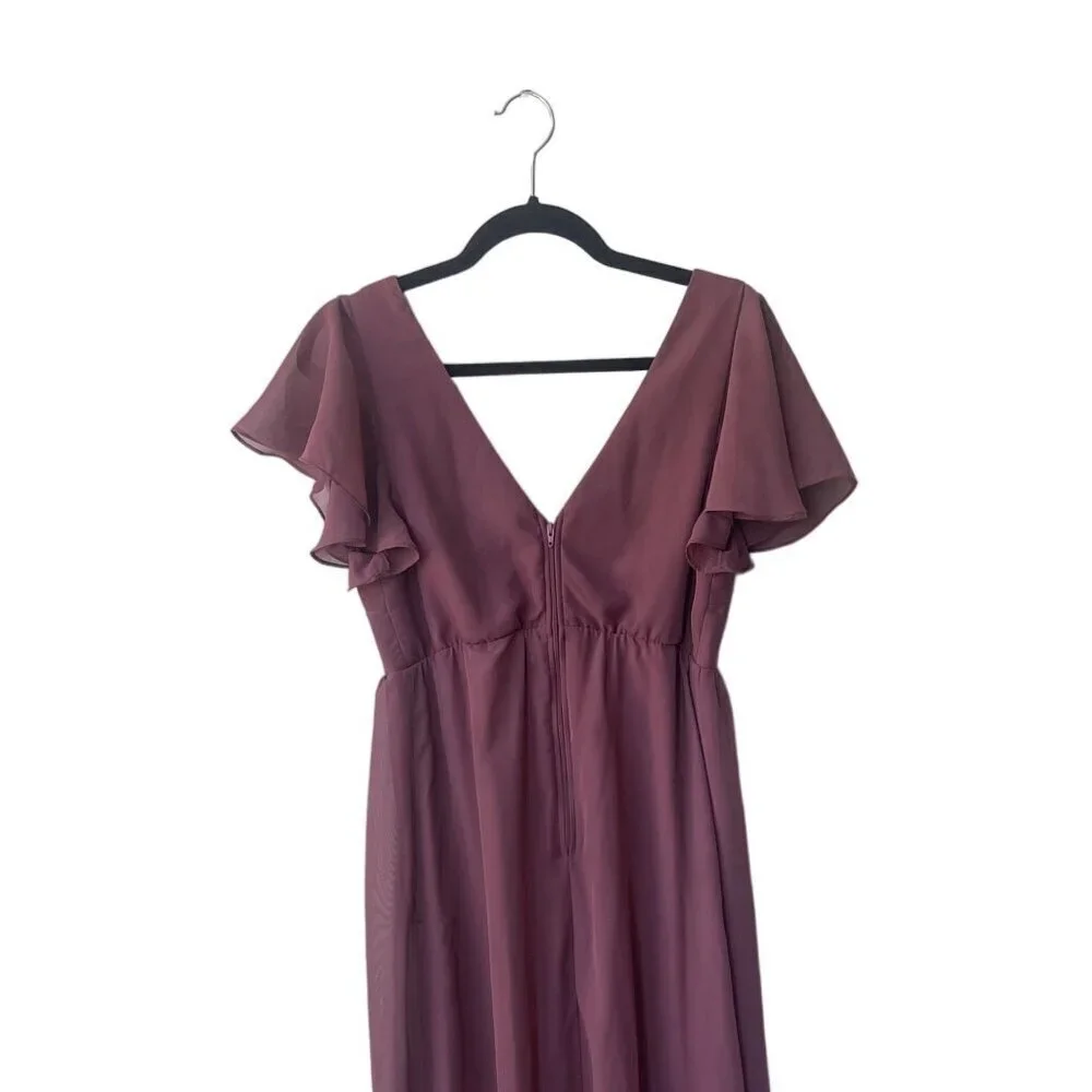Birdy Grey Dress‎ Bridesmaid Size S Chiffon Rosewood Formal Hannah Maxi Ruffle - Picture 8 of 10